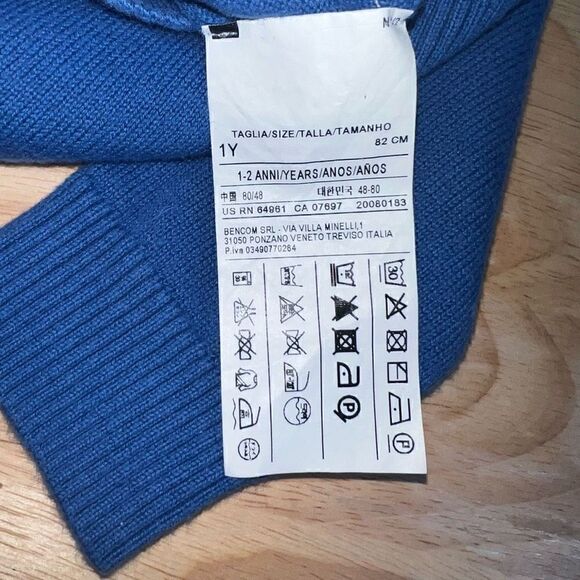 United Colors of Benetton, Blue Knit Crewneck Pullover Sweater, 12M Baby Toddler - Picture 5 of 11